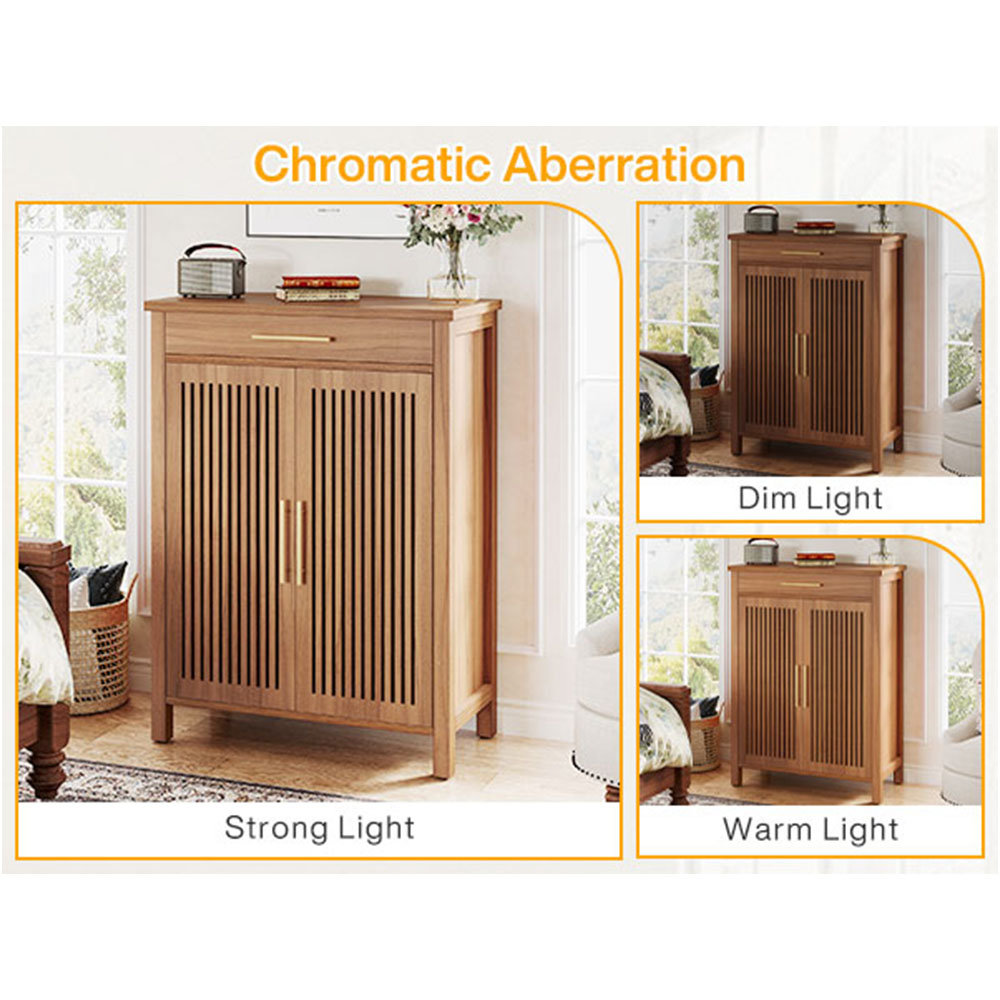 Ishpreet 5-Tier Shoe Storage Cabinet With Doors And Drawer, Wooden Shoe Rack Organizer